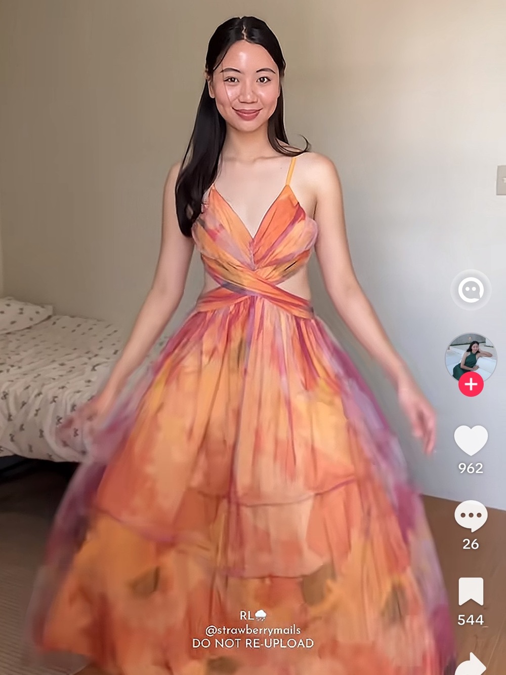 Watercolor Spaghetti-Strap Maxi Dress in Orange-Pink